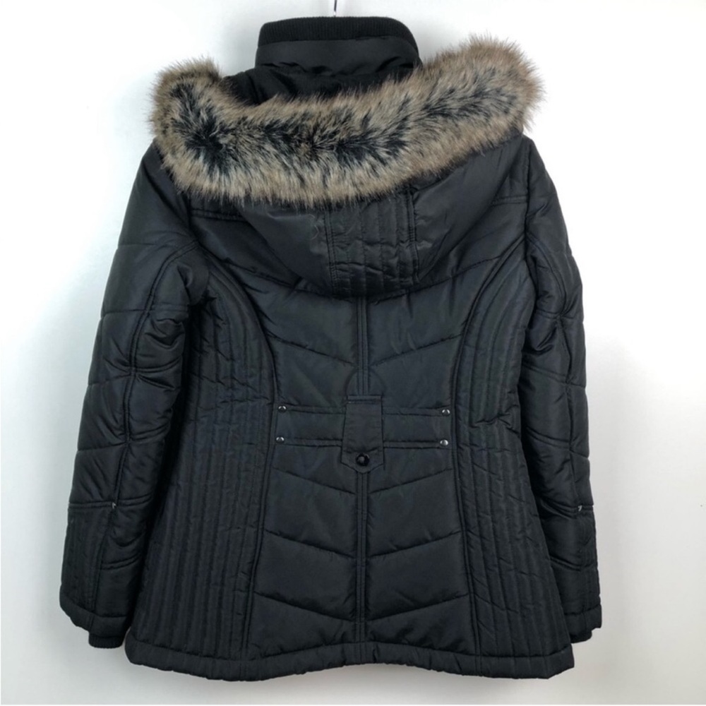 Basic Editions Black Long Puffer Jacket Size Small - image 5